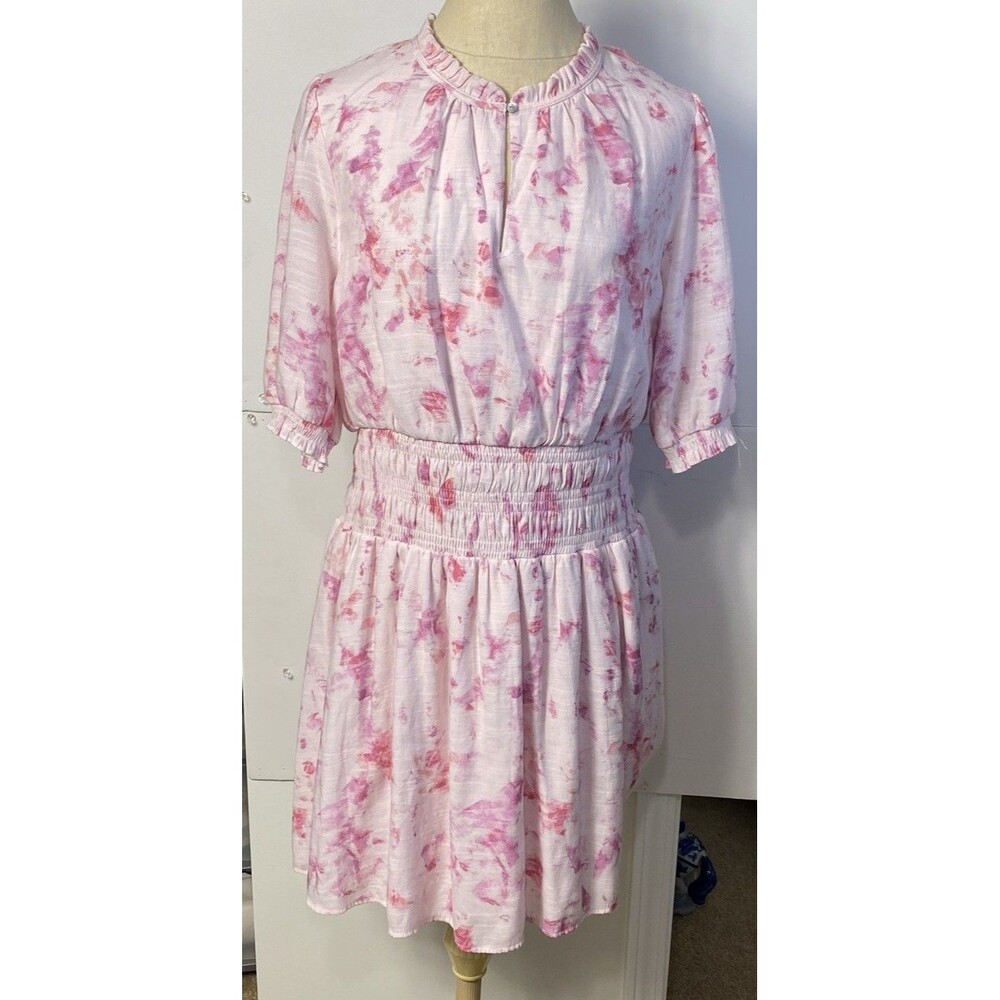Nine West Women’s Ruffle Blouson Mini Dress Light Pink Size XL Lined